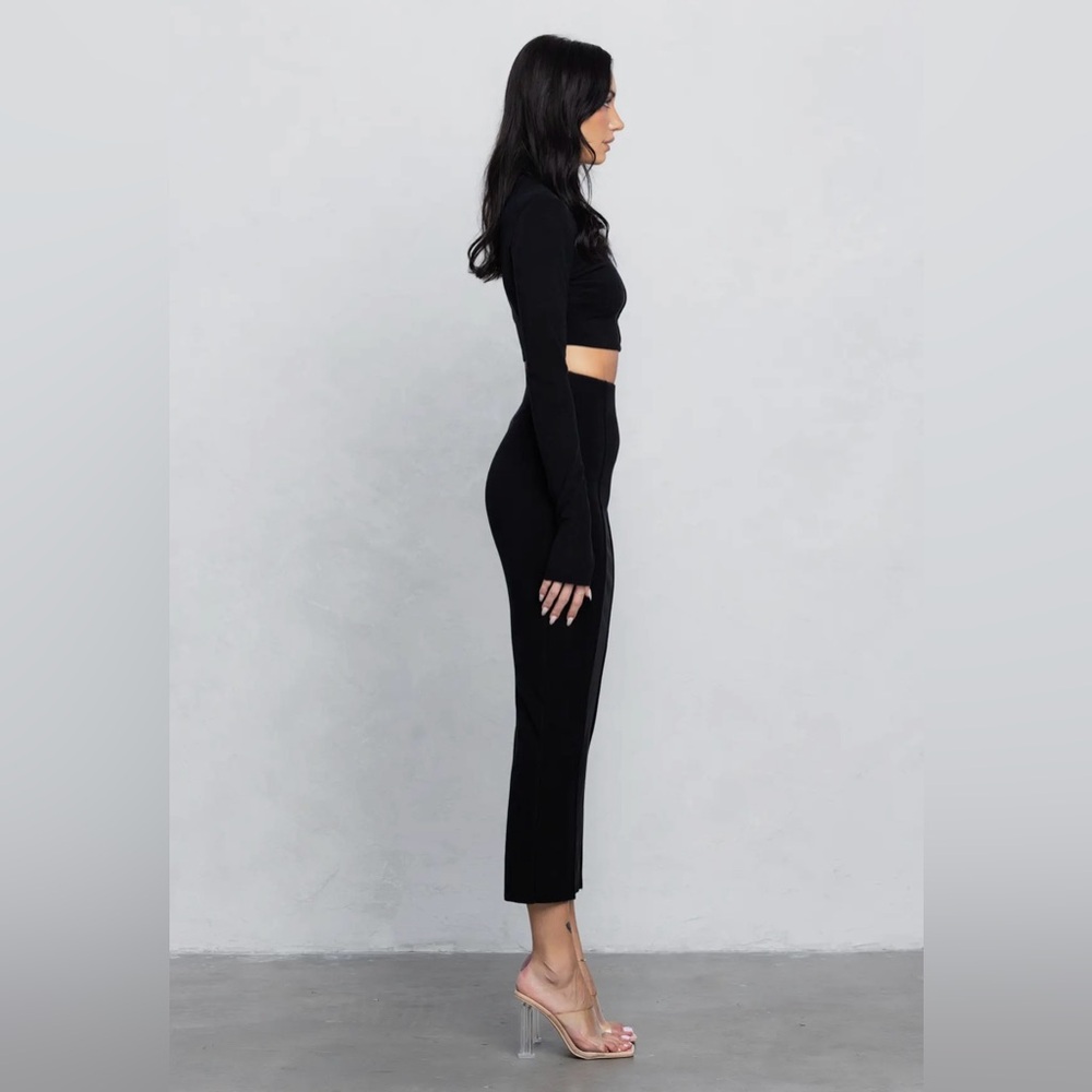 NWT Ultra Soft Double Side Jersey Turtleneck Crop Top & Maxi Skirt Set - Picture 2 of 4